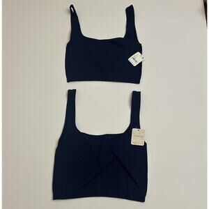 2 Free People Intimately Scoop Neck Crop Top in Navy Blue Women’s Size XS/S NWT